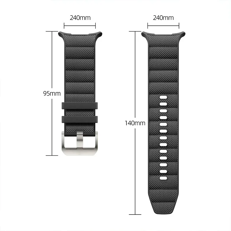 Official band For Samsung Galaxy Watch Ultra 47mm Strap Functional Silicone+Nylon sport belt Bracelet Galaxy Watch 7 Ultra 47 mm