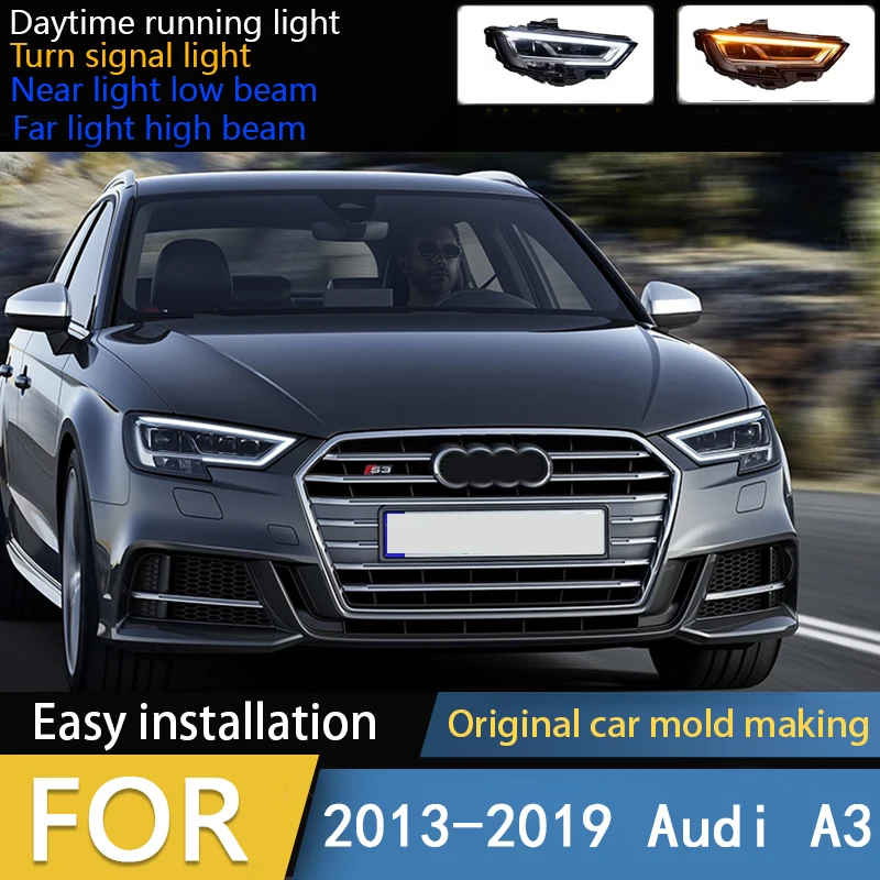 

Автомобильные фары для Audi A3 светодиодные фары 2013-2019 A3 8 В фары проектора объектив DRL передние автомобильные аксессуары