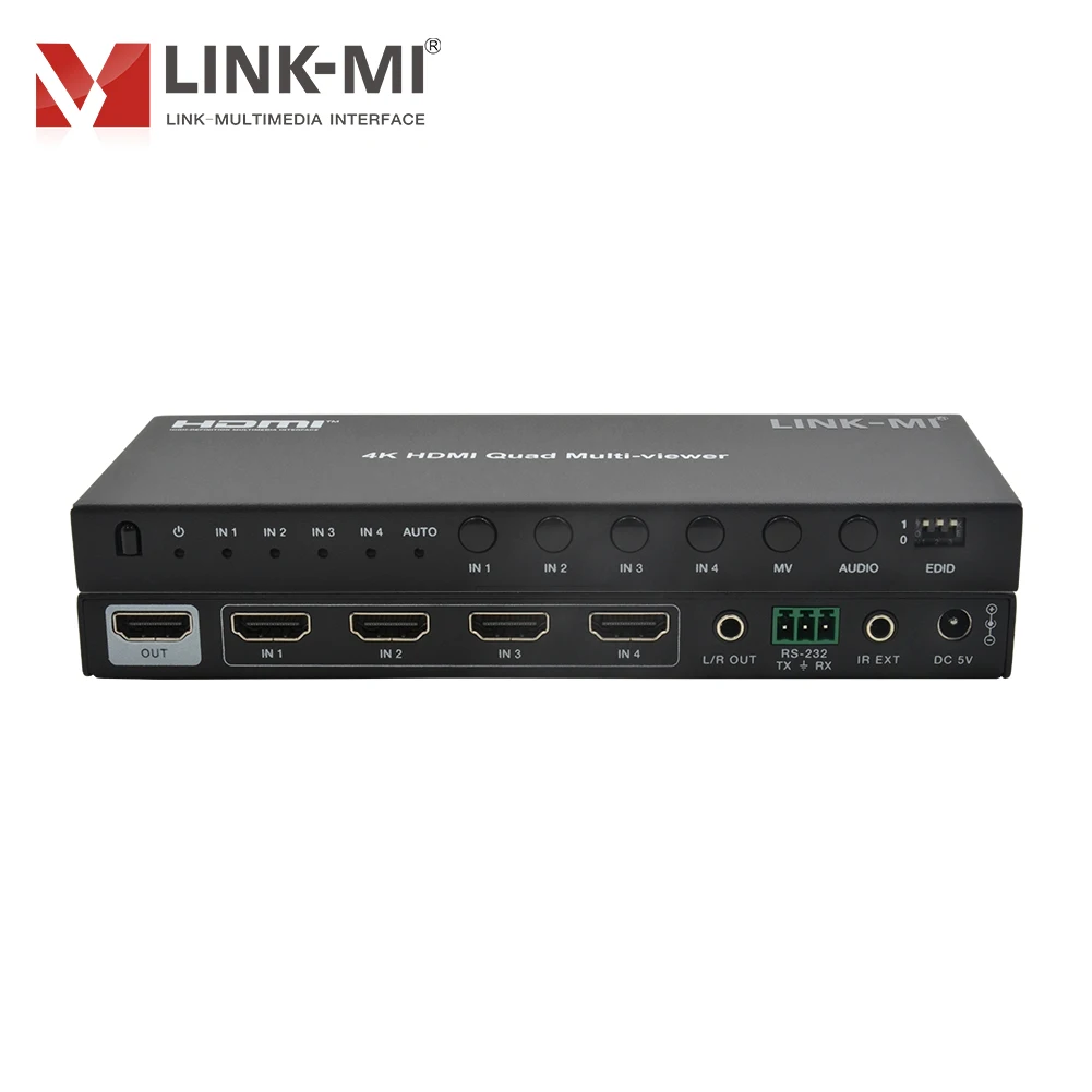 4x1 HDMI 4K@30Hz 10.2Gbps Multi-viewer & Seamless Switcher - 8 Modes(PIP/PBP/Quad), Audio De-embed, EDID, IR/RS-232 Control