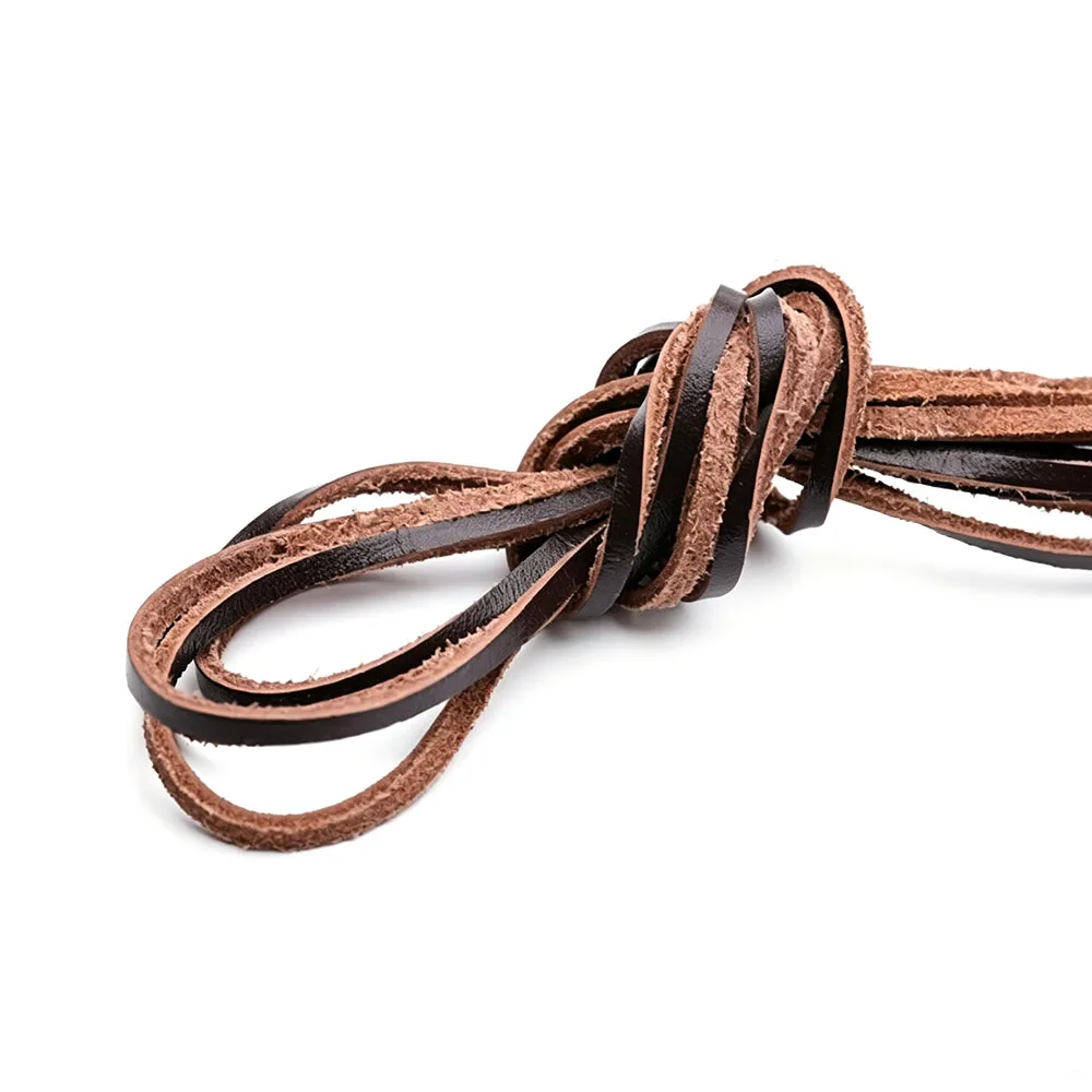 Flat Leather Cord Bracelet Connectors, Flat‑end Cords, Vintage Handmade DIY Supplies, Top‑grain Vegetable‑tanned Genuine Leather