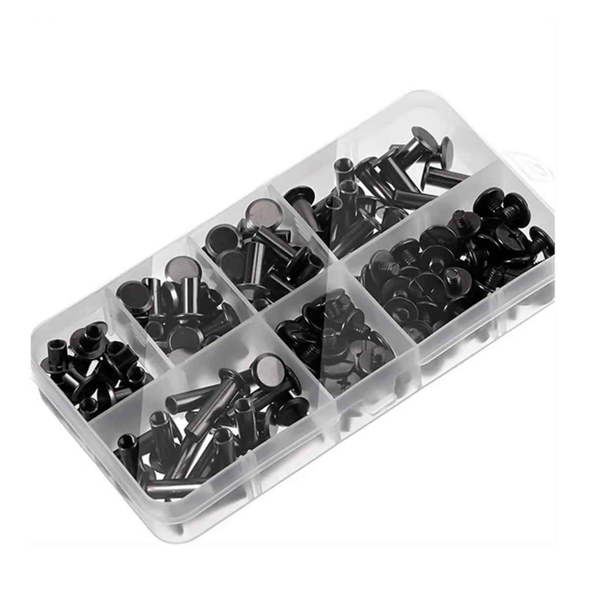 90Sets Chicago Screws Kit,6 Sizes Screw Rivets Metal Chicago Binding Screws for DIY Repair Leather CAU30t Belt Black-Grey