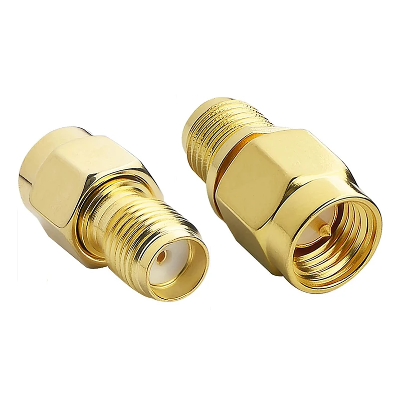 1 Stück Kupfer-RF-Koaxial-SMA-Adapter SMA-Stecker auf SMA-Buchse Gerader Stecker Vergoldet für WLAN-Router – Detail 2