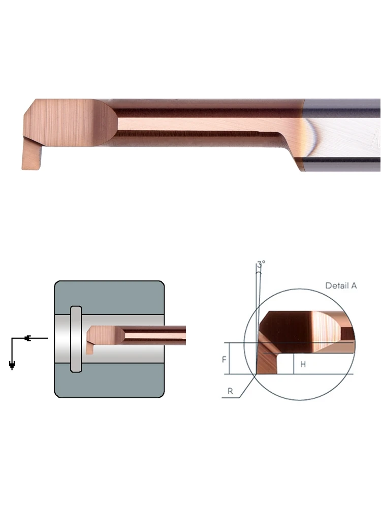 Small aperture inner groove cutter MGR groove width 0.5 1.0 1.5 2.0，Whole Hard Alloy coating Small path slotting MGR3B MGR4B 5B