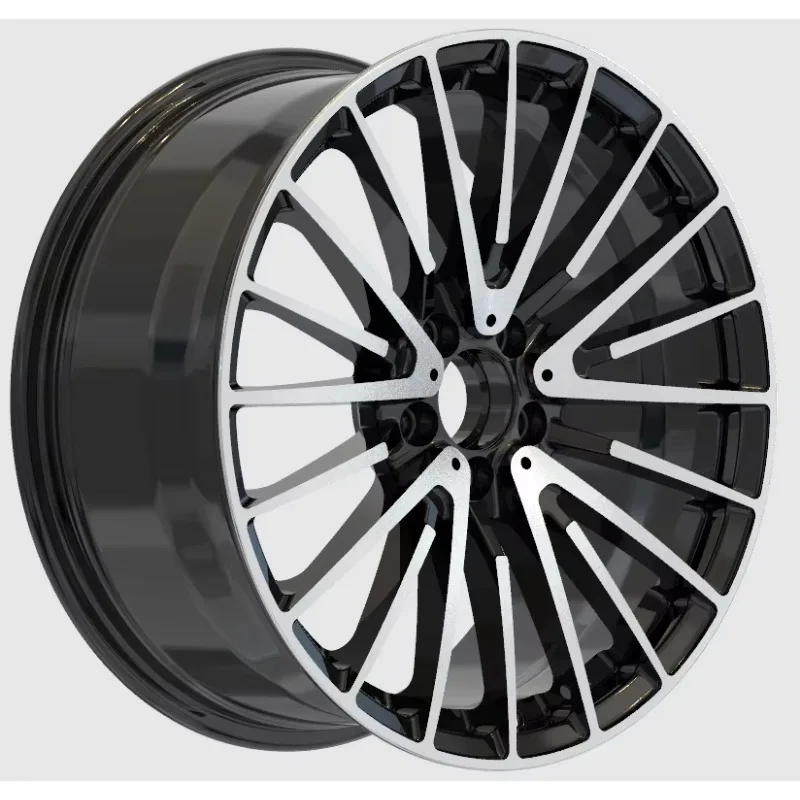 Customized R19x9.5j PCD5 X112 Forged Aluminum Alloy Wheels High Quality Black Machined Face Passenger Car Wheels