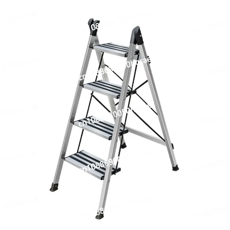 Home Herringbone Multifunctional Folding Ladder, Thickened Aluminum Alloy Home Ladder