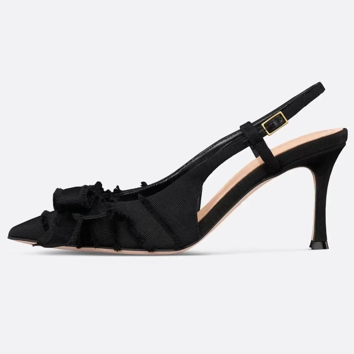 Bowknot Pearl Slingback Pointed Toe Stiletto Sandals Woman Summer 2026 Sexy Black Hollow High Heels Women's Shoes Luxury