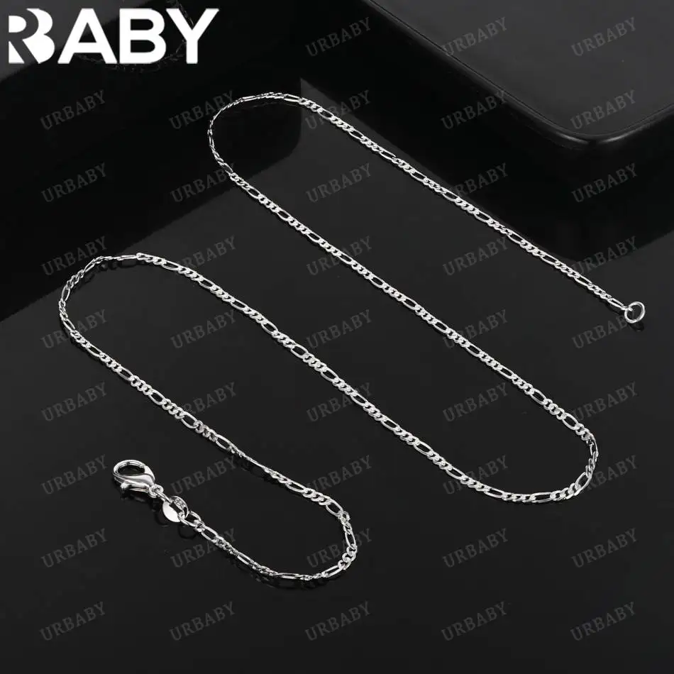 

URBABY 925 Sterling Silver 40-75cm 2mm Chain Necklace For Men Anniversary Gift Popular Wild Fashion Romantic Jewelry