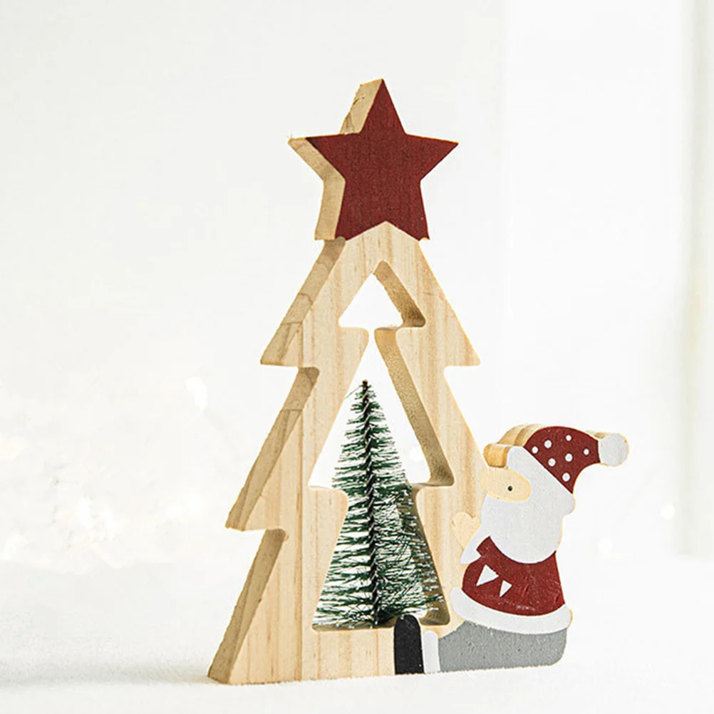 

Christmas Wooden Table Sign Xmas Tree Centerpiece Stable Wood Material Home Party Decoration Exquisite Realistic Reusable