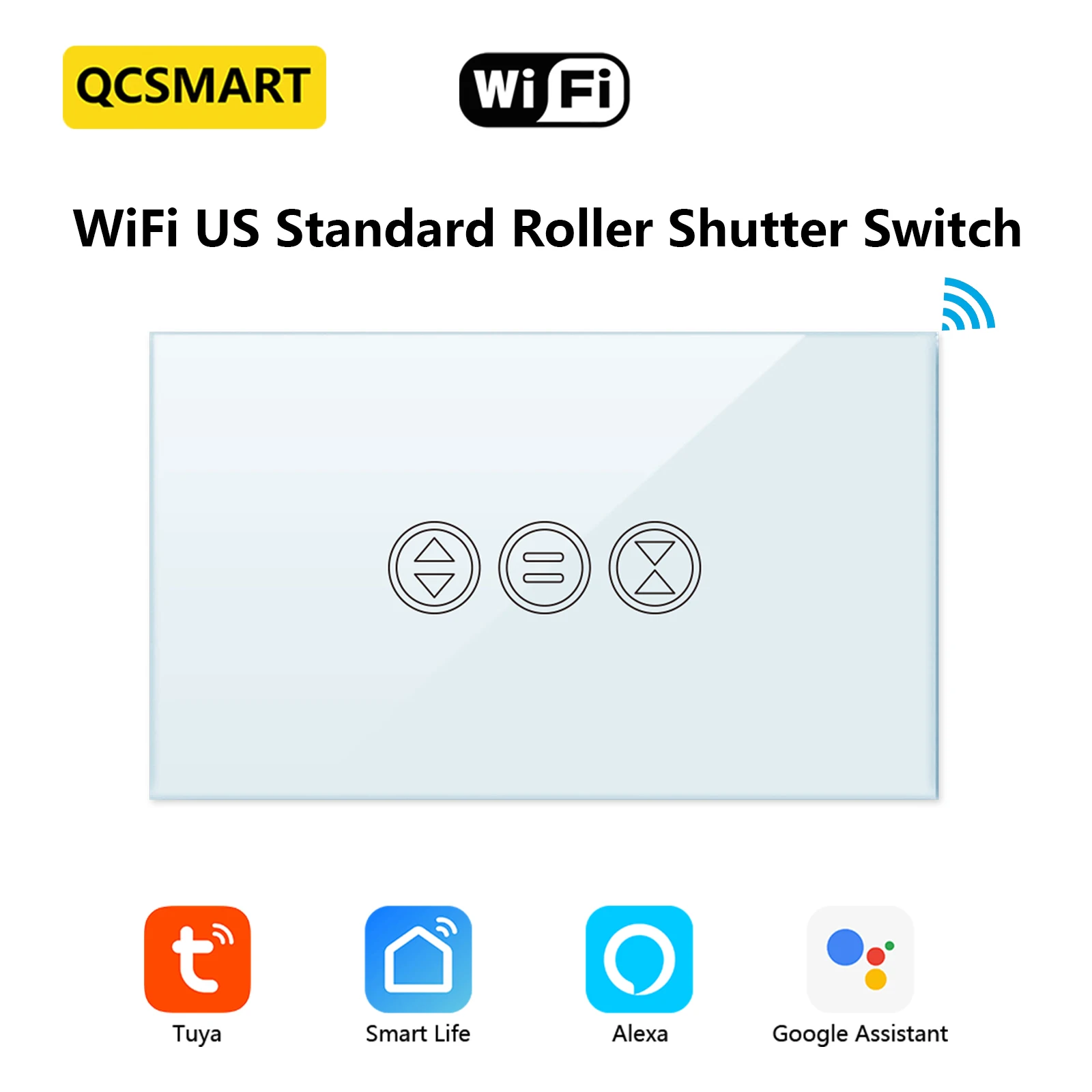 QCSMART Tuya Smart Life Roller Shutter Curtain Awnings Switch App Remote Control Home Assistant Alexa