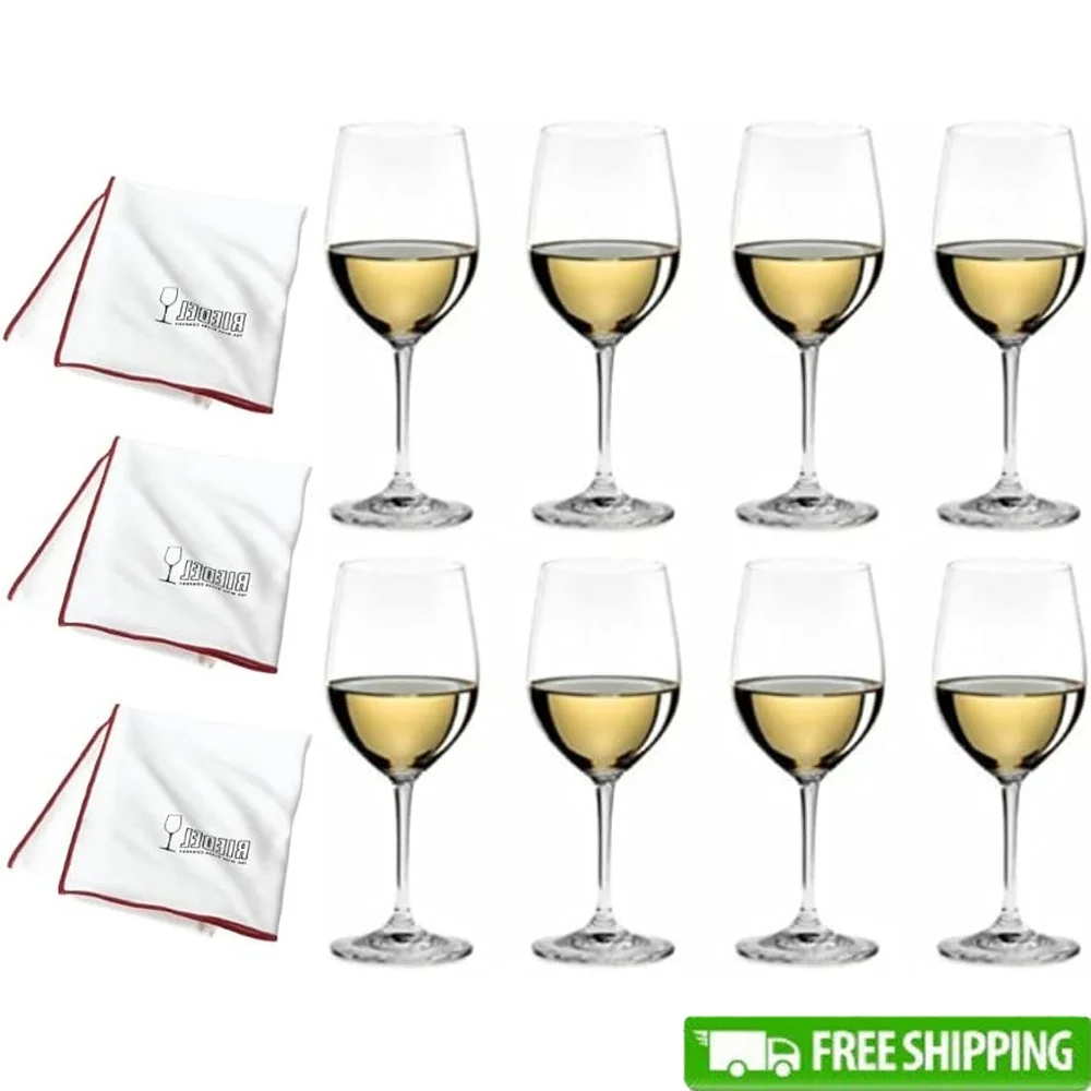 Vinum Chablis Chardonnay Juego de 8 copas con 3 paños de microfibra Ideal para entusiastas del vino blanco