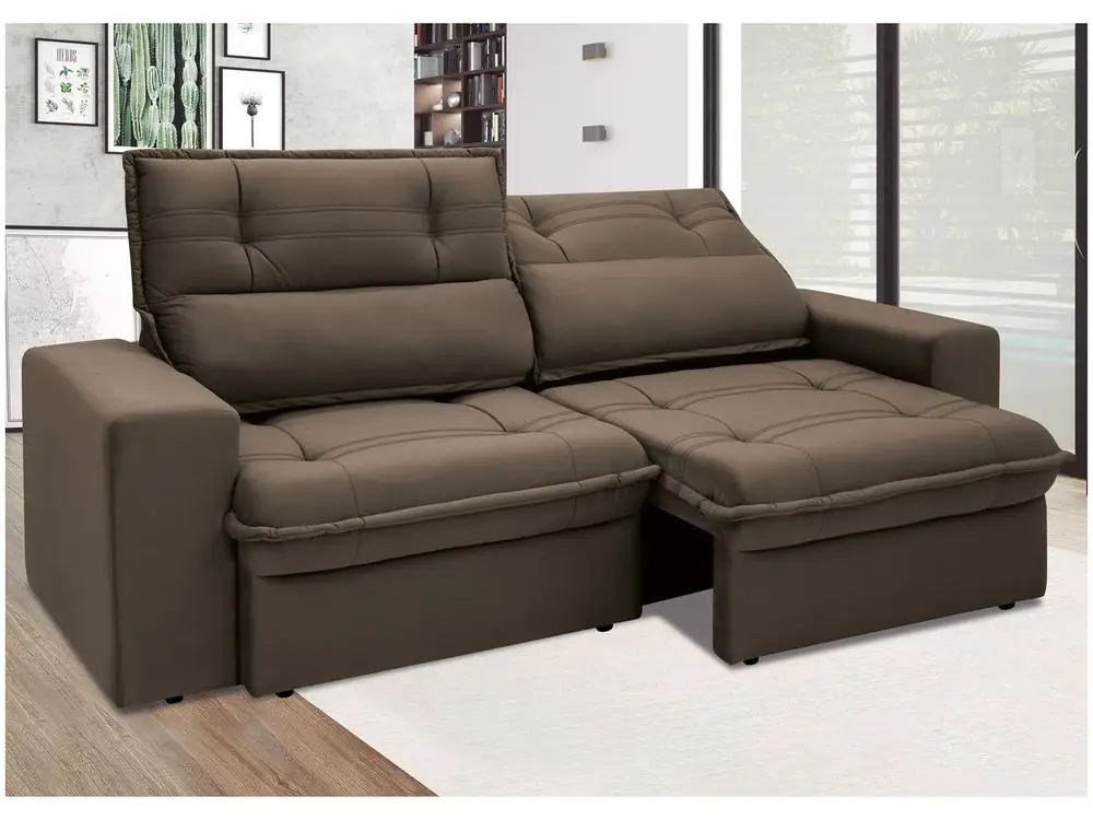 Sofá 3 Lugares Retrátil Reclinável Suede Palatino - Linoforte