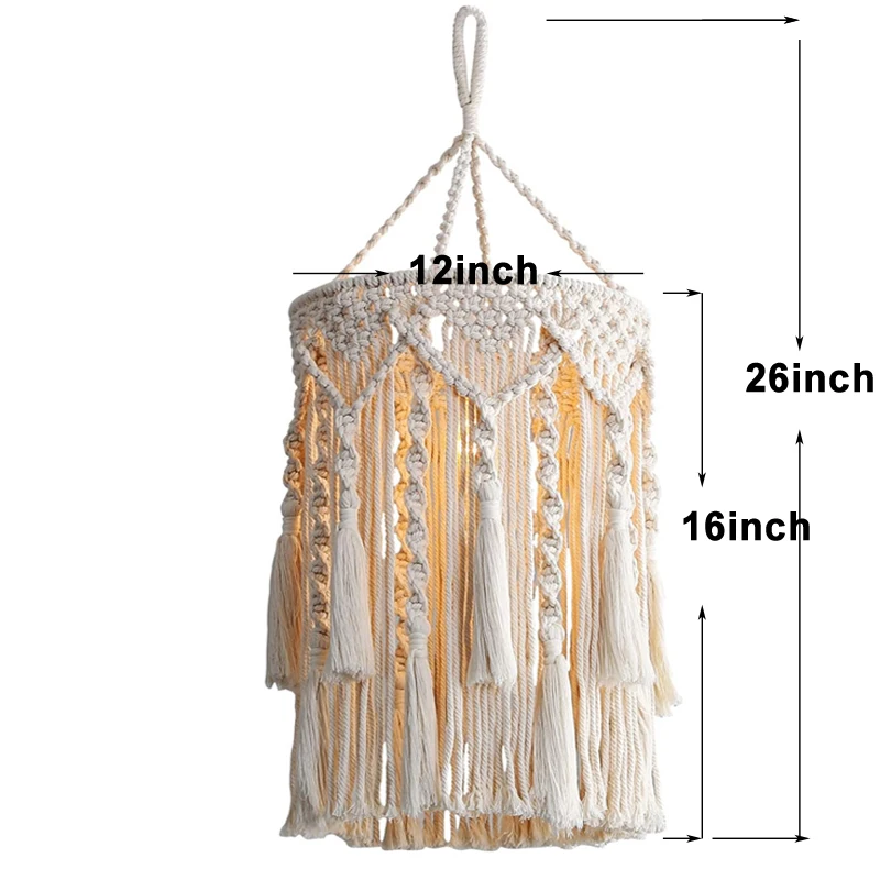 Imagem -02 - Boho-woven Macrame Lamp Shade Pendurado Abajur Plug-in Pendant Light Luminárias para Cozinha Decoração da Sala Besidelamp Cover