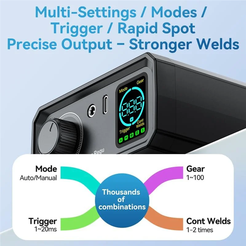 【Hot Ltem】 ماكينة لحام نقطي تعمل بمقبض دوار بقدرة 9000 وات، 100 تروس، مخرج نبض مزدوج 0.1-0.3 مم، لصنع مشاريع DIY #3