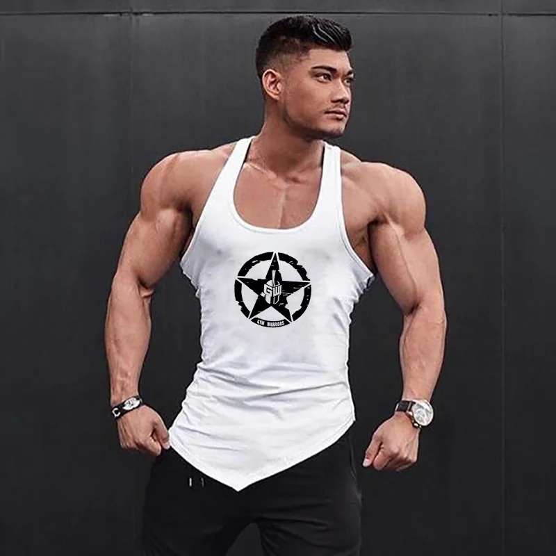 Gym Bodybuilding Muscle Shirts Summer Sleeveless Cotton Breathable Tank Tops Mens Fitness Sport Irregular Hem Hip Hop Singlets