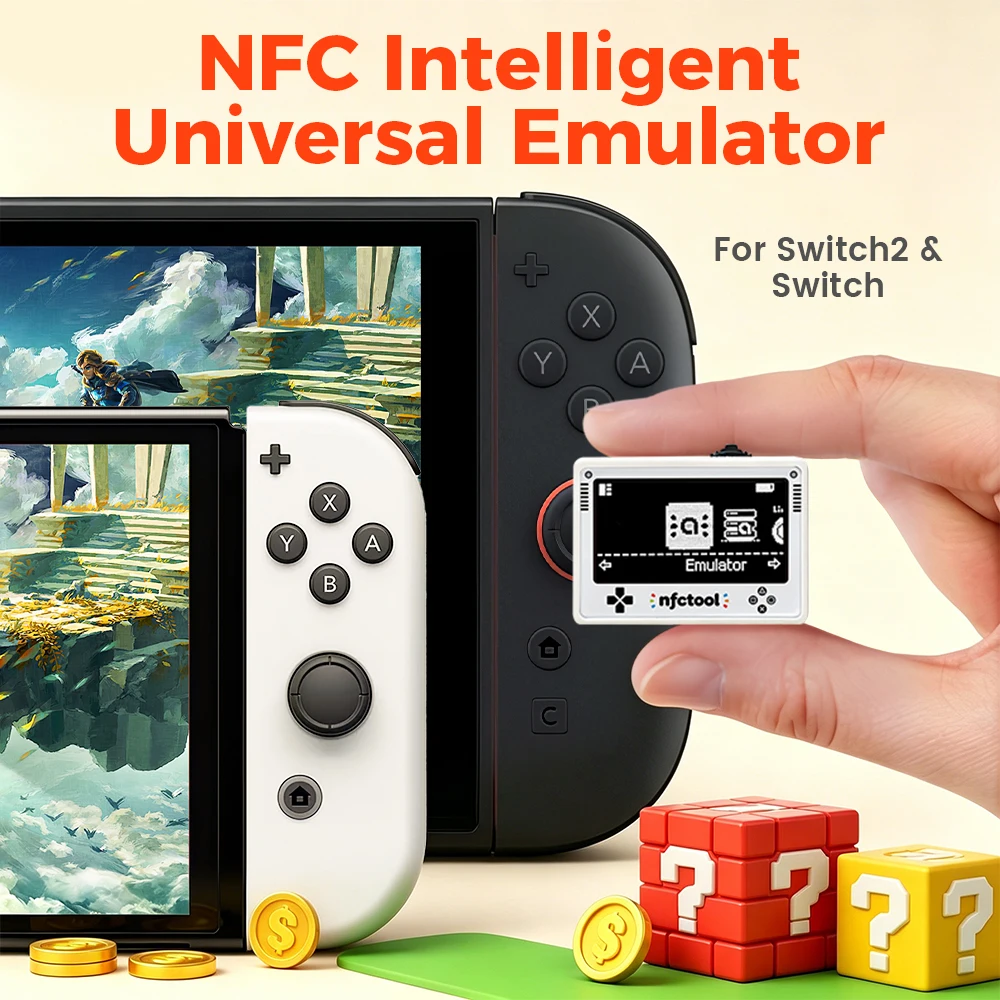 Emulador Inteligente Bluetooth iNFC OLED HD com Função Infinite Swipe para Leitor/Gravador Amiibo para Switch/Switch 2/3DS/Wii U