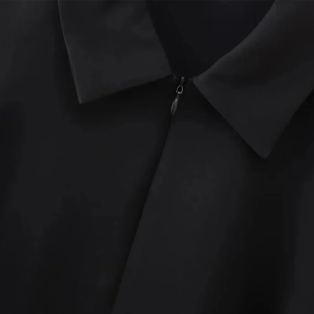 Abiti Primavera Estate Quotidiano Basic Semplice Cerniera Tinta unita Manica corta Colletto della camicia Mini Shift Abiti casual per le donne