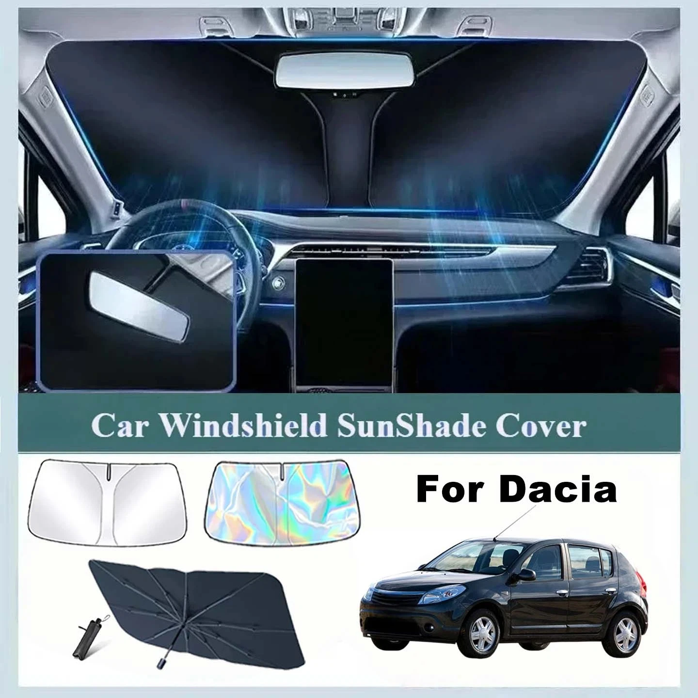 Windshield Sunshade Car Visor Front Window Sun Shade Cover For Dacia Sandero Stepway 2017-2023 2024 UV Protection Accessories