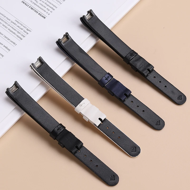 11MM Black white blue Silk Cowhide Watch Strap For Dior Bracelet for women Concave joint Soft And Comfortable Leather Strap