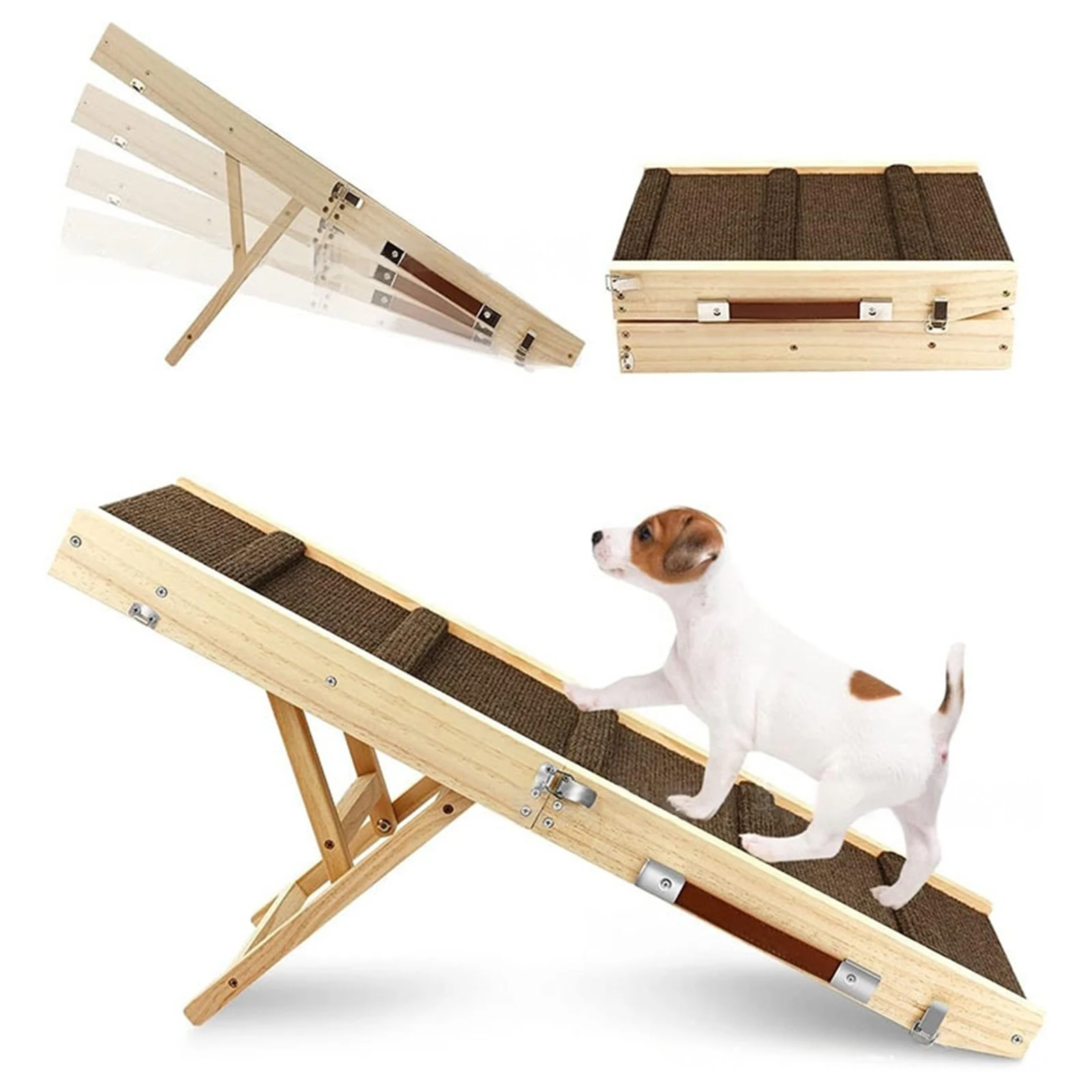 Wholesale Wooden Dog Climbing Ladder Foldable Senior Dog on Bed Inclined Ladder Adjustable Height Pet Ramp Dog Pet Stairs