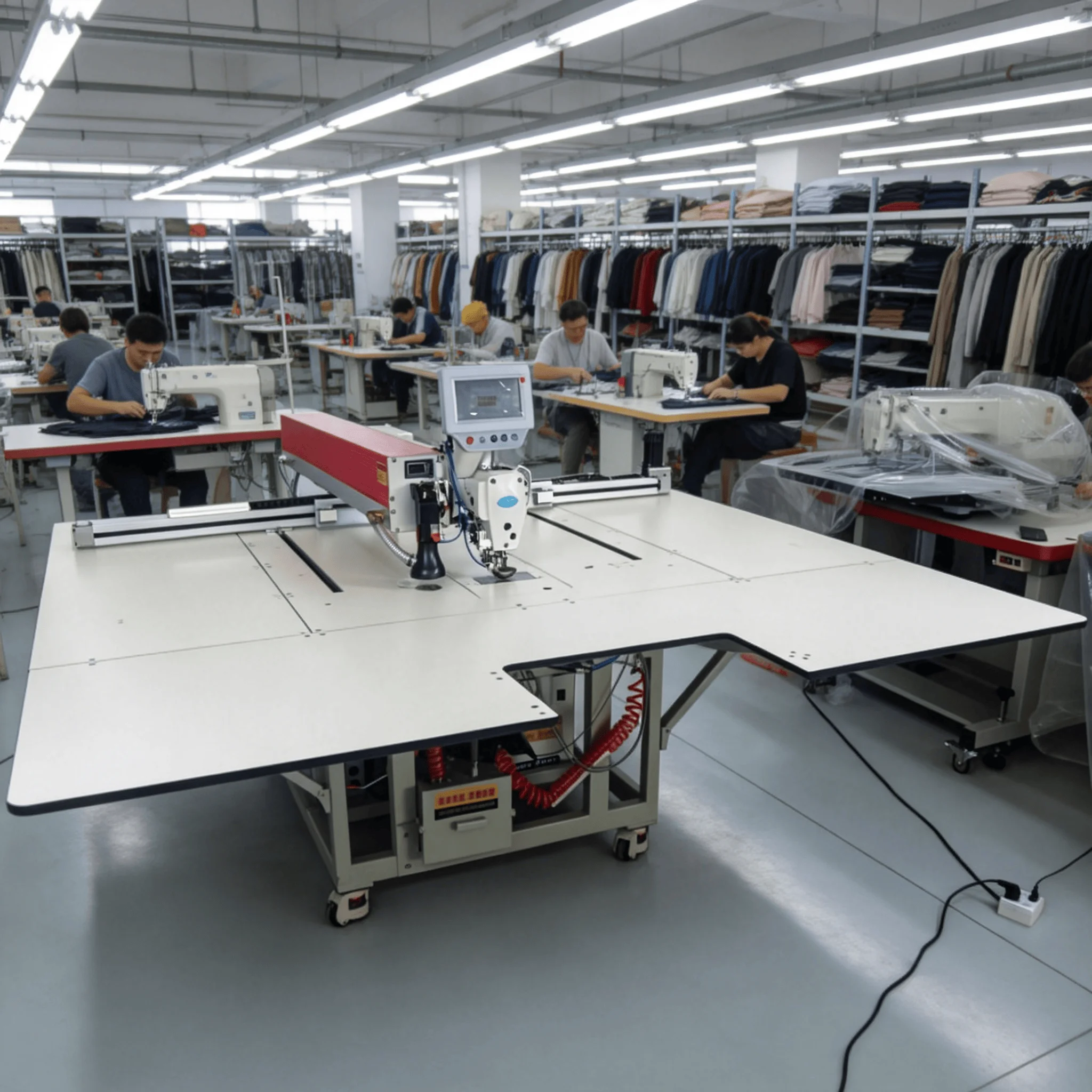 Precision Automatic CNC Template Industrial Sewing Machine For Car Seats Pattern, T-Shirt, Seat Covers, Heavy-Duty Stitching