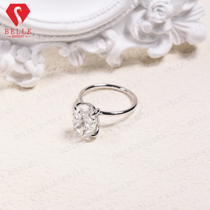 1-3CT Crushed Ice Oval Moissanite Ring S92518K 14K 10K Yellow Gold  for Women D VVS Solitaire Ring for Engagement Party Wedding