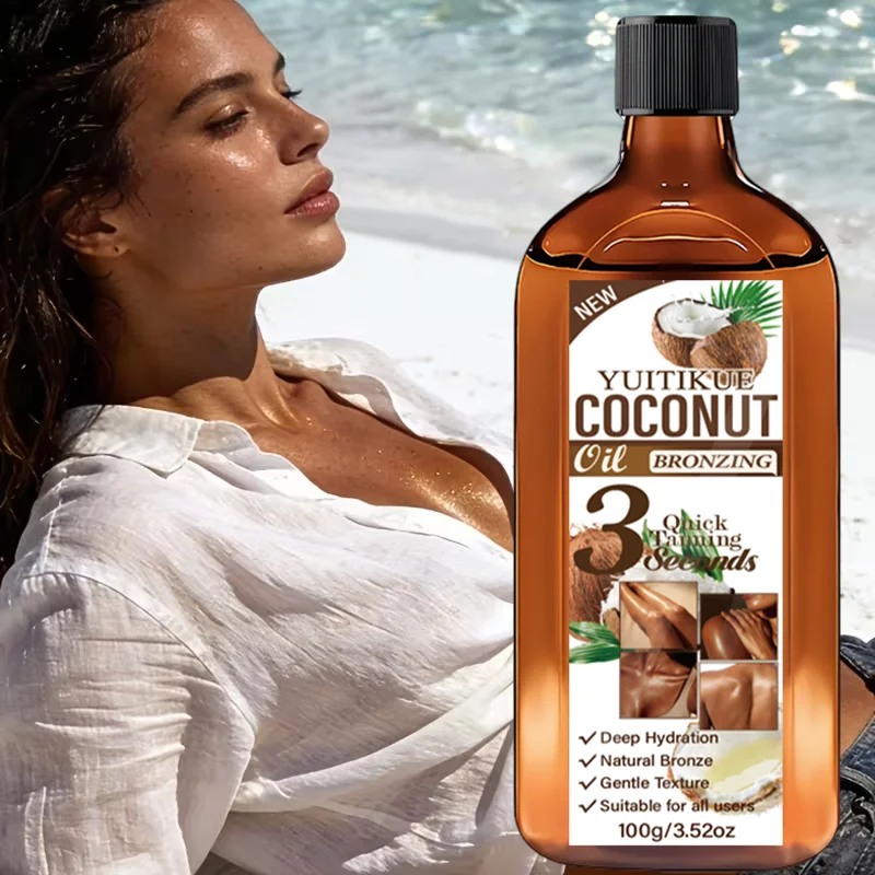 Aceite Bronceador de Coco YUITIKUE, Bronceado Natural, Hidratación Profunda, Aceite Suave para el Cuidado del Bronceado Corporal, 100g