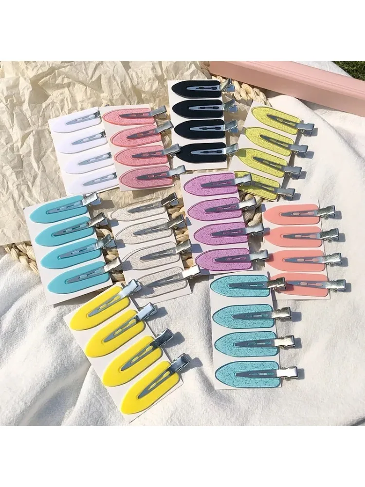 Pinces à cheveux sans couture, 4 pièces/ensemble, Barrette à frange latérale, maquillage, lavage du visage, accessoires pour femmes et filles, épingles à cheveux