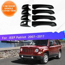 Chrome Car Door Handle Cover Trim Set For JEEP Patriot Liberty Russi 2007~2017 Blcak Chromium Styling Exterior Part Accessories