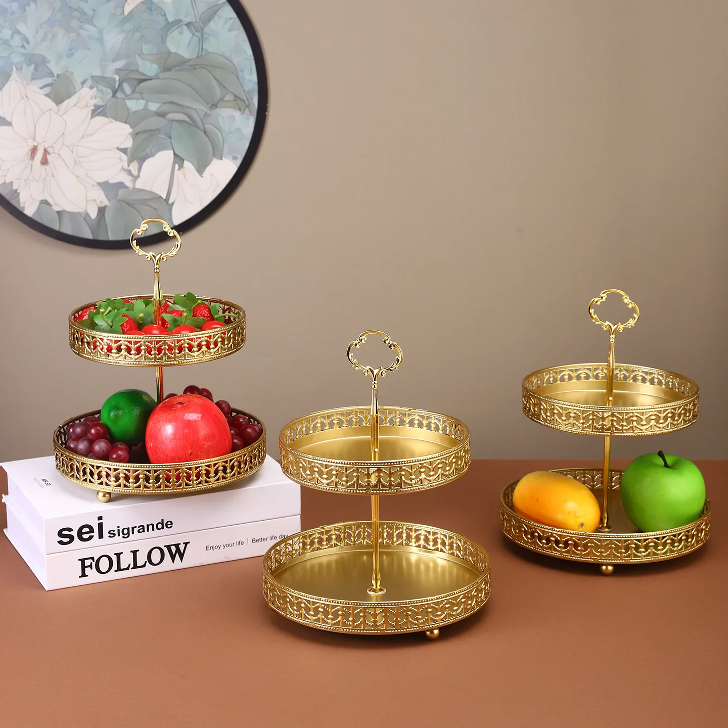 Double-layer Golden Fruit Plat - Food Snacks With Iron review and price