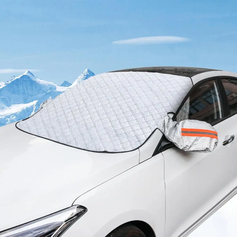 Windproof Car Snow Cover Universal Car Windshield Snow Cover Double Layers Aluminum Film Sun-resistant Anti-frost Freeze