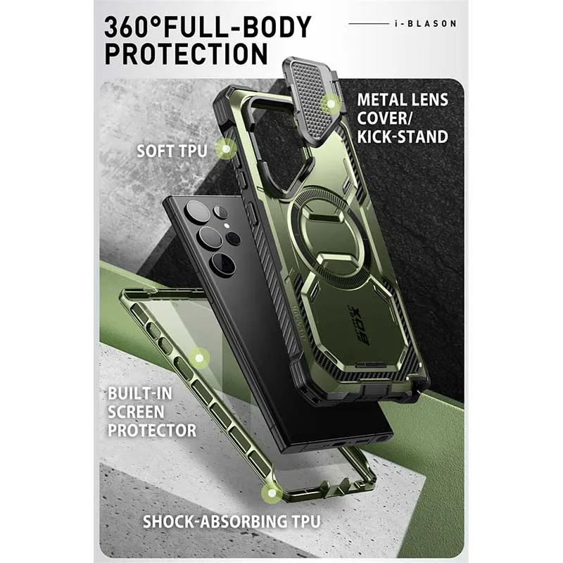 Funda para Samsung Galaxy S24 Ultra (versión 2024) de 6.8 pulgadas, I-BLASON Armorbox, funda resistente de cuerpo completo con protector de pantalla integrado