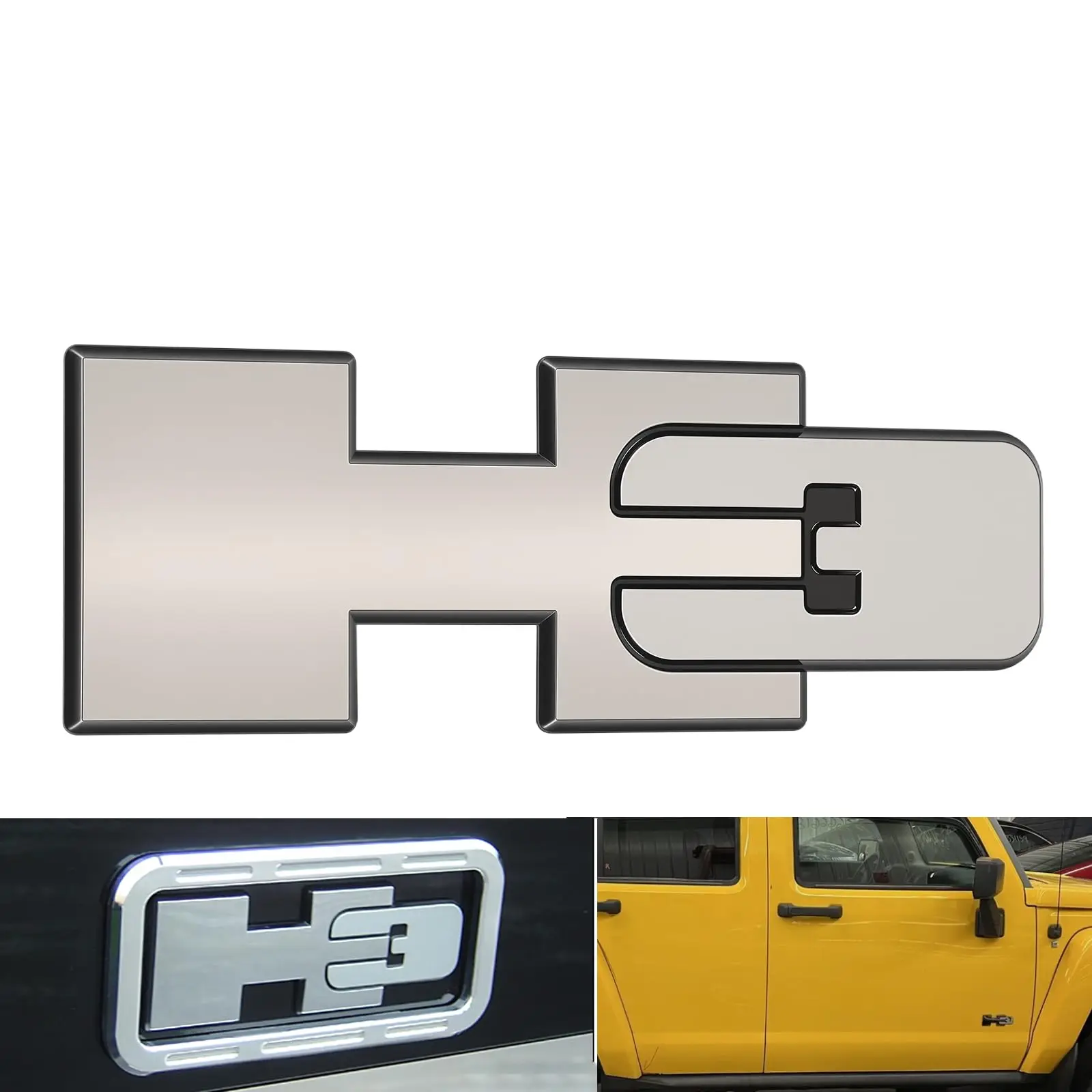 

Chrome Front Door and Rear Tailgate Trim Panels/model Emblem Nameplate Part#15094459 Compatible with Hummer H3 H3T 2006-2010