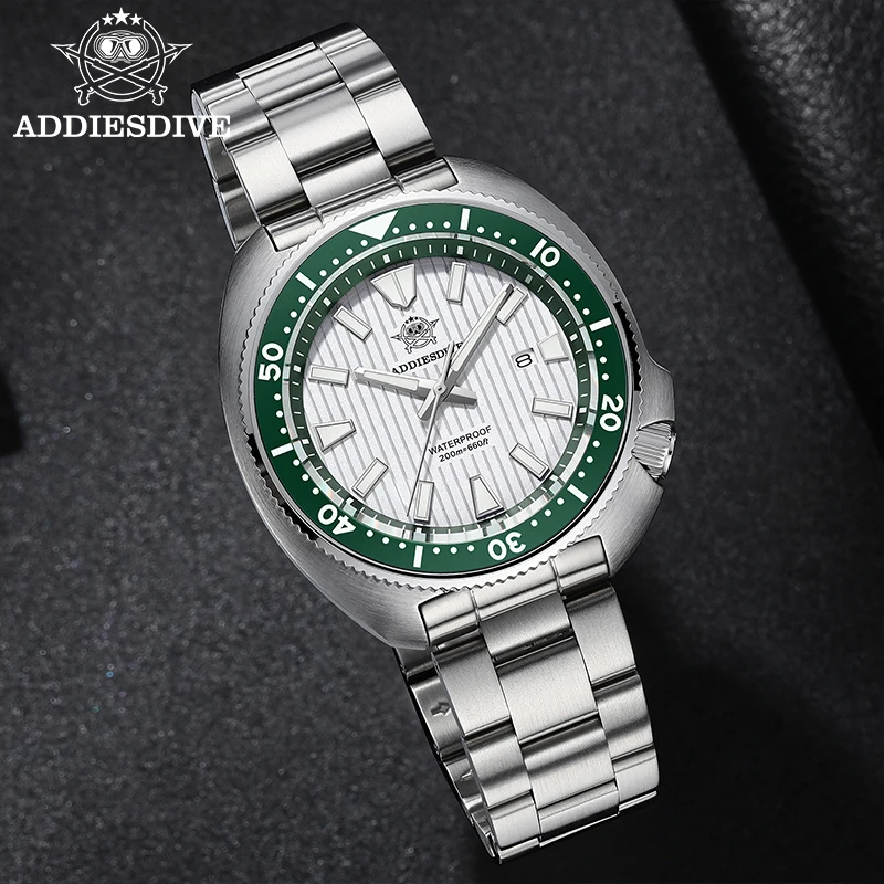 ADDIESDIVE 2025 New Diving Quartz Watch Men 200m Waterproof Sapphire Stainless Steel Luminous Ceramic Bezel Wristwatch AD2507