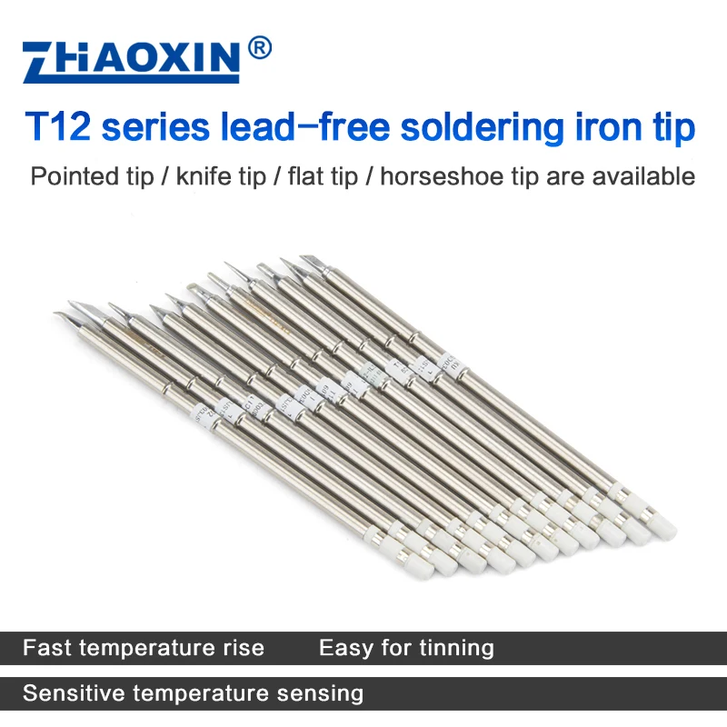 ZHAOXIN T12 Series Iead-free soldering iron tip Pointed tip knife tip flat  tip horseshoe tip are availabl