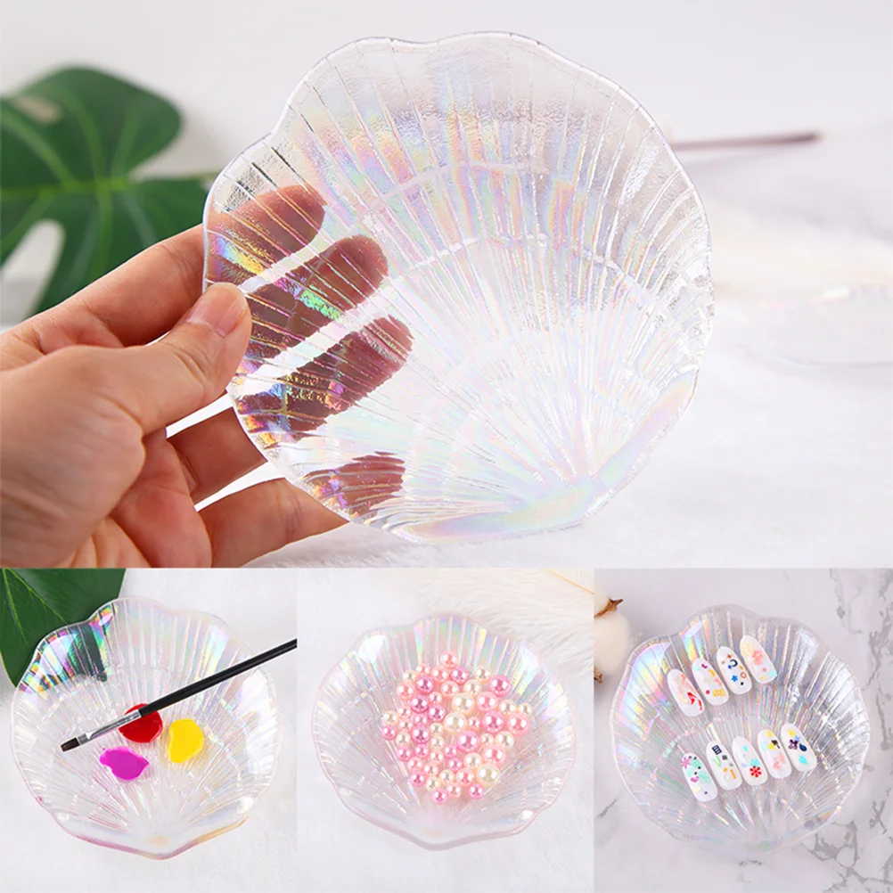 

Colorful Shell Nail Art Palette Durable Glass Manicure Tray Smooth Surface Paint Tray for Home and Professional Use