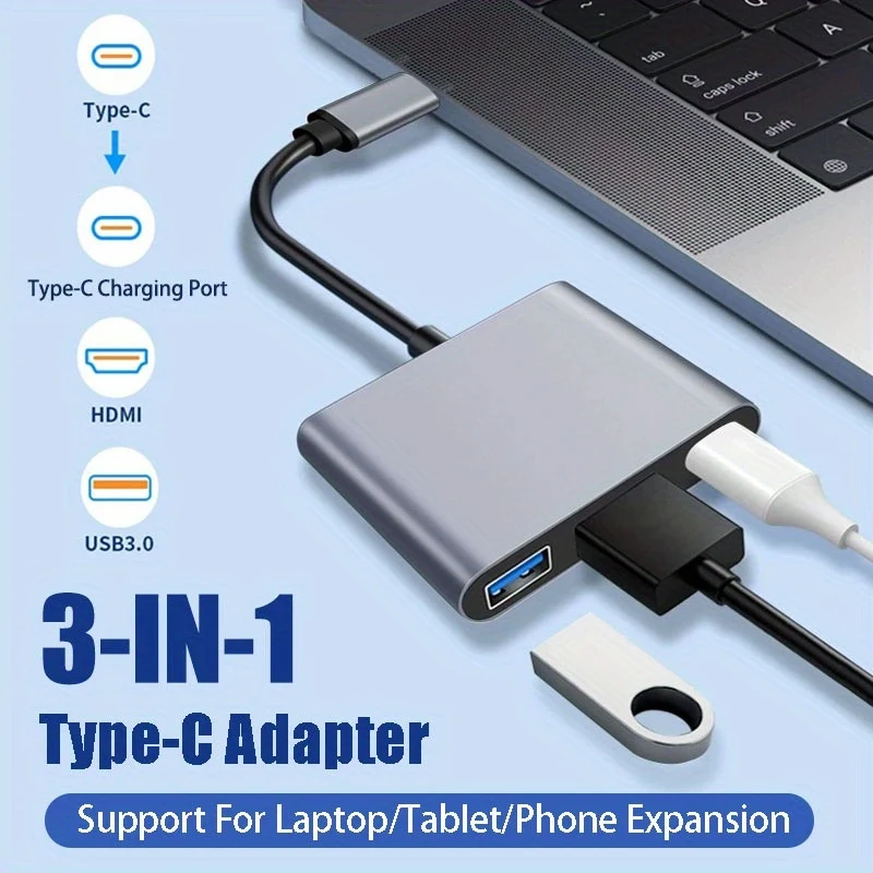 USB C HUB 3in1 Type C 3.0 to HDMI-compatible Docking Station PD Fast Charge 4K HDMI Adapter Splitter For MacBook