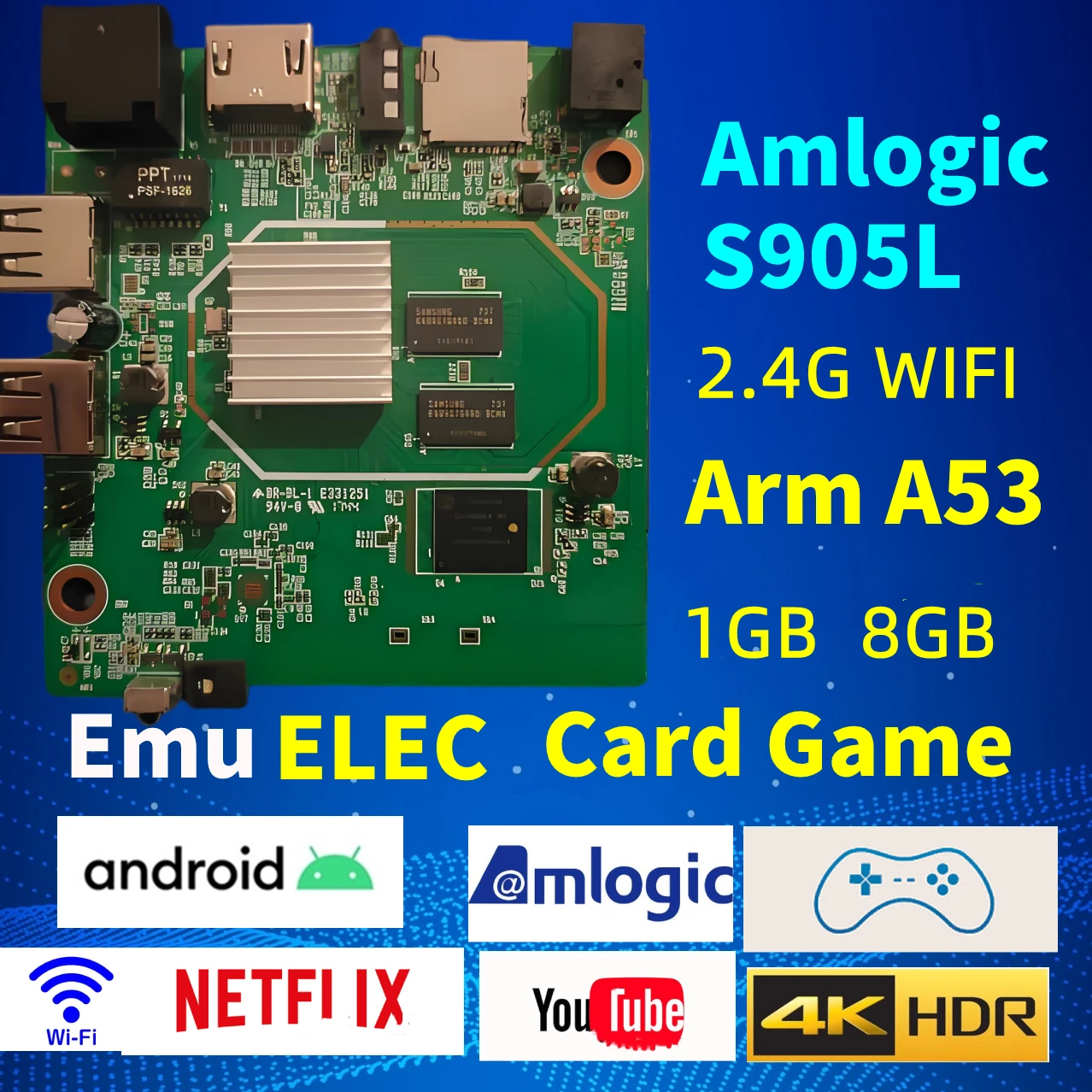 D905  4K Smart TV Box  Set Top Box YouTube Media Player Amlogic S905L  2.4G  Wifi Android 7.1  Support For EmuELEC Card Game Box