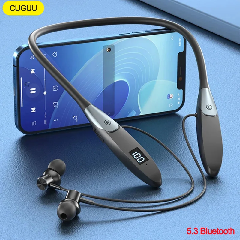 

Wireless Neckband Headphones Bluetooth 5.3 Neckband Earphones Sports Waterproof TWS Earbuds Blutooth Headset with Microphone Mic