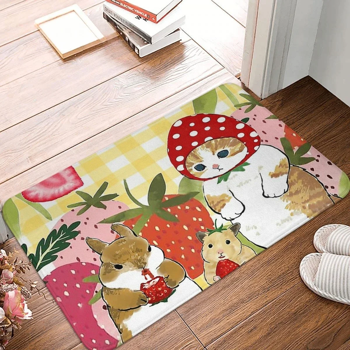 Cutie Kitty Carpet Bathroom Non-silp Flannel Doormat Suitable for Living Room Entrance Decorations Accessories Pads Bedroom Rugs