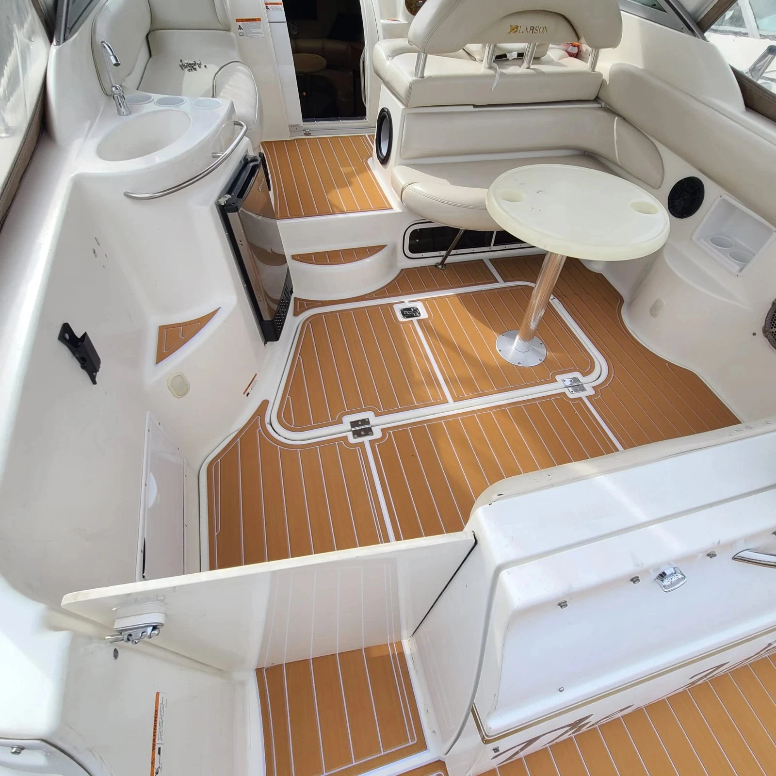 Non-Slip EVA Faux Teak Marine Mat Self-Adhesive 6mm Yacht Cockpit Pad for 2003-2007 Larson 310 Cabrio Boat Decking Easy Install