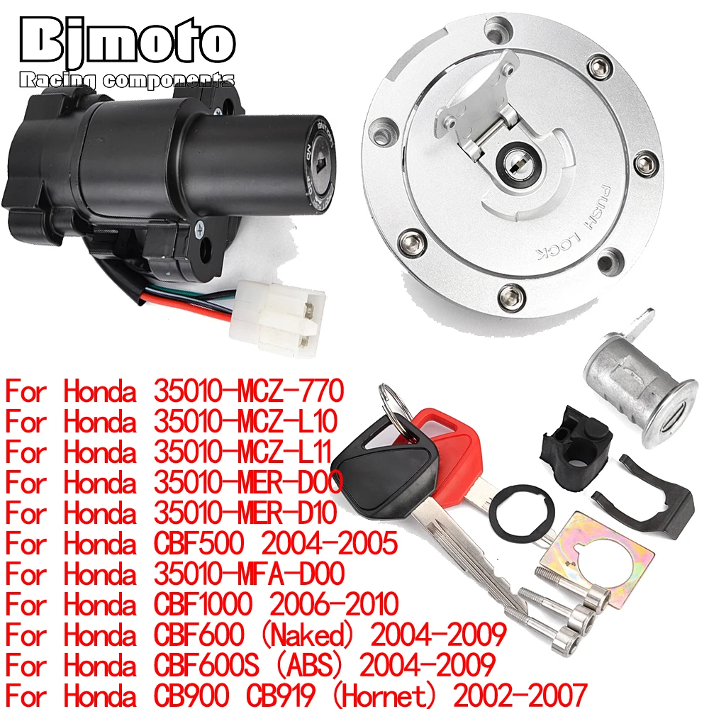 

CBF 500 Fuel Gas Cap Ignition Switch Seat Lock with Key Kit For Honda CBF500 35010-MCZ-L11 35010-MER-D00 35010-MER-D10