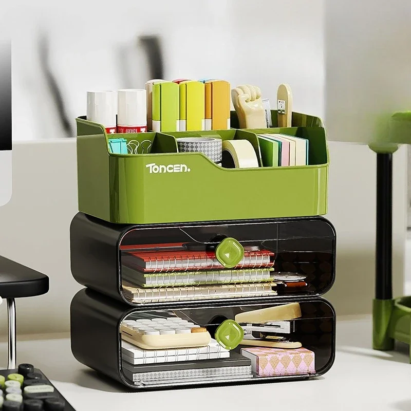 صندوق تخزين شفاف متعدد الطبقات لمنظم سطح المكتب قابل للتكديس لمستحضرات التجميل/اللوازم المكتبية صندوق نمط درج متعدد الألوان #5