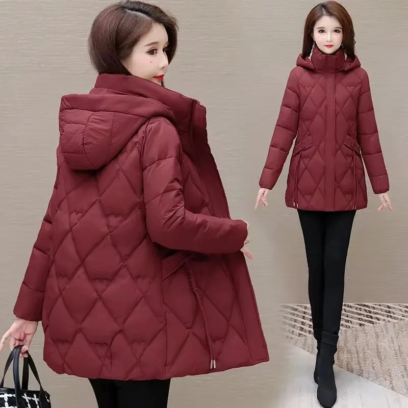 

2025 New Winter Hooded Jacket Women Korean Parkas Loose Down Cotton Coats Overcoat Female Casual Thick Warm Windproof Outerwear