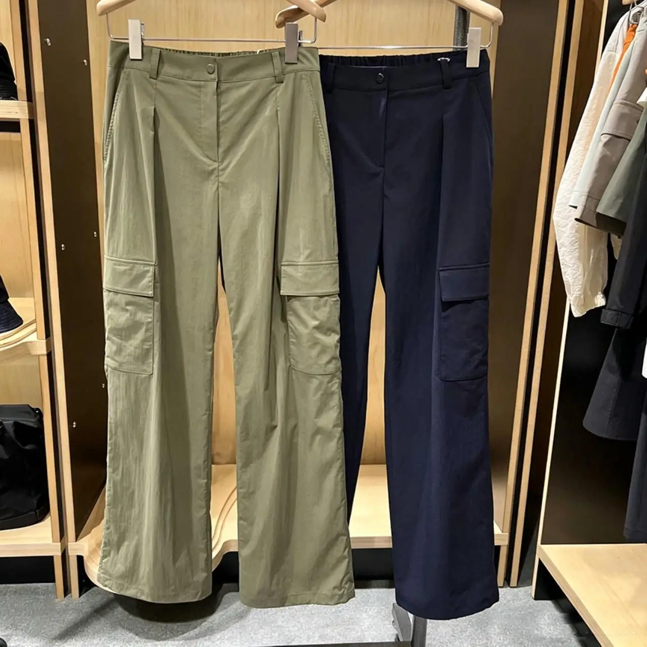 Lady Golf Sports Cargo Pants Multi‑Pocket Thin Straight Trousers Elastic Waistband Casual Daily Golf Long Pants
