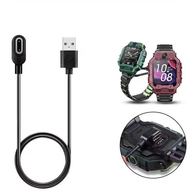 Cargador de Cable de carga rápida USB magnético negro de 100cm para reloj de teléfono para niños pequeños y genios Y01/Z1Y/Z2S/Z3D/Z6/Z6S/Z7/Z7A