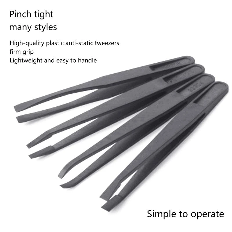 

Y1AD Anti-static Tweezers Plastic Carbon Fiber DIY Tweezers Beauty Industry for Electronics Jewelry Making Repair