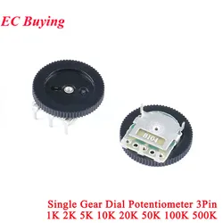 10-20Pcs Single Gear Dial Potentiometer 1K 5K 10K 20K 50K 100K Ohm 3Pin Volume Switch Disk B102 B502 B103 B203 B503 B104 Radio