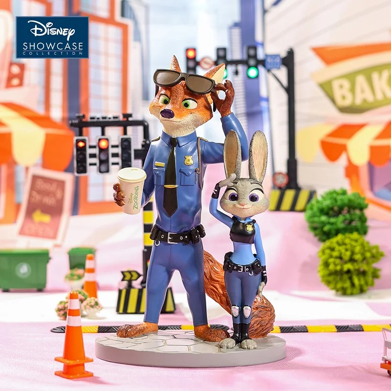 Genuino Disney Zootopia Judy e Nick Anime Figura Cartoon Bambole carine Statua Modello Ornamento Regalo di compleanno Collezione di tendenze