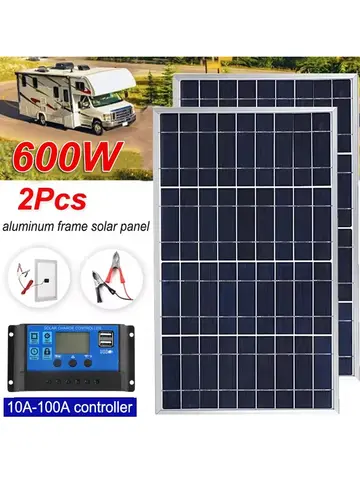 Outdoor Solar Panel 600W 12V Polycrystalline USB Power Portable Rechargeable Solar Cell Solar Generator for Home Lighting Camp