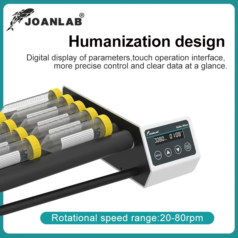 Joanlab misturador de rolo, equipamento de laboratório, rotador horizontal digital ajustável, misturador de sangue médico, tubo de coleta